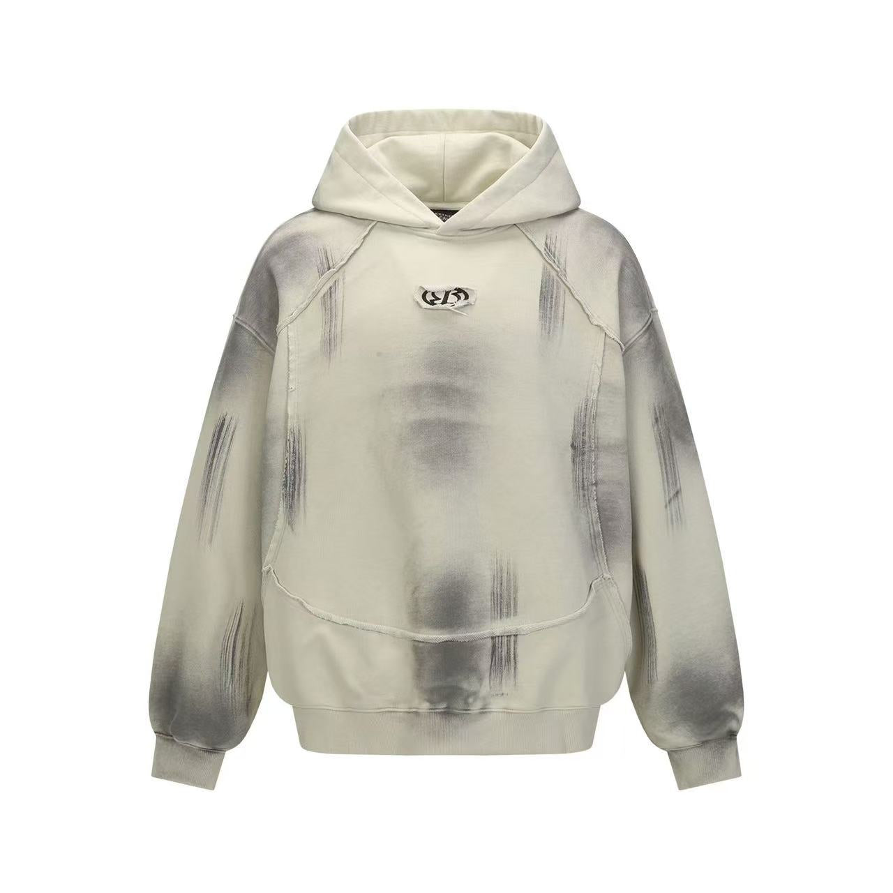 Distressed spray-paint washed hoodie