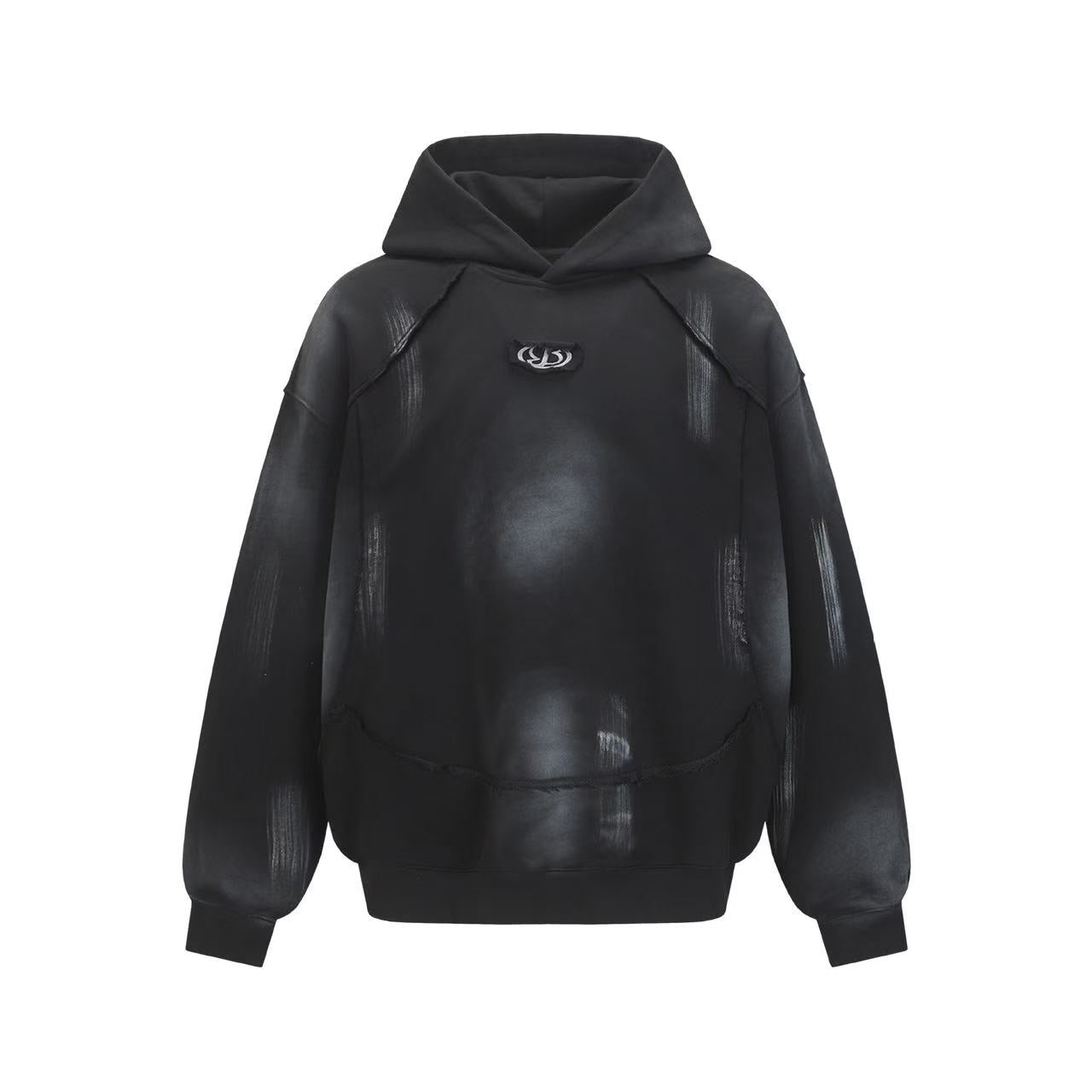 Distressed spray-paint washed hoodie
