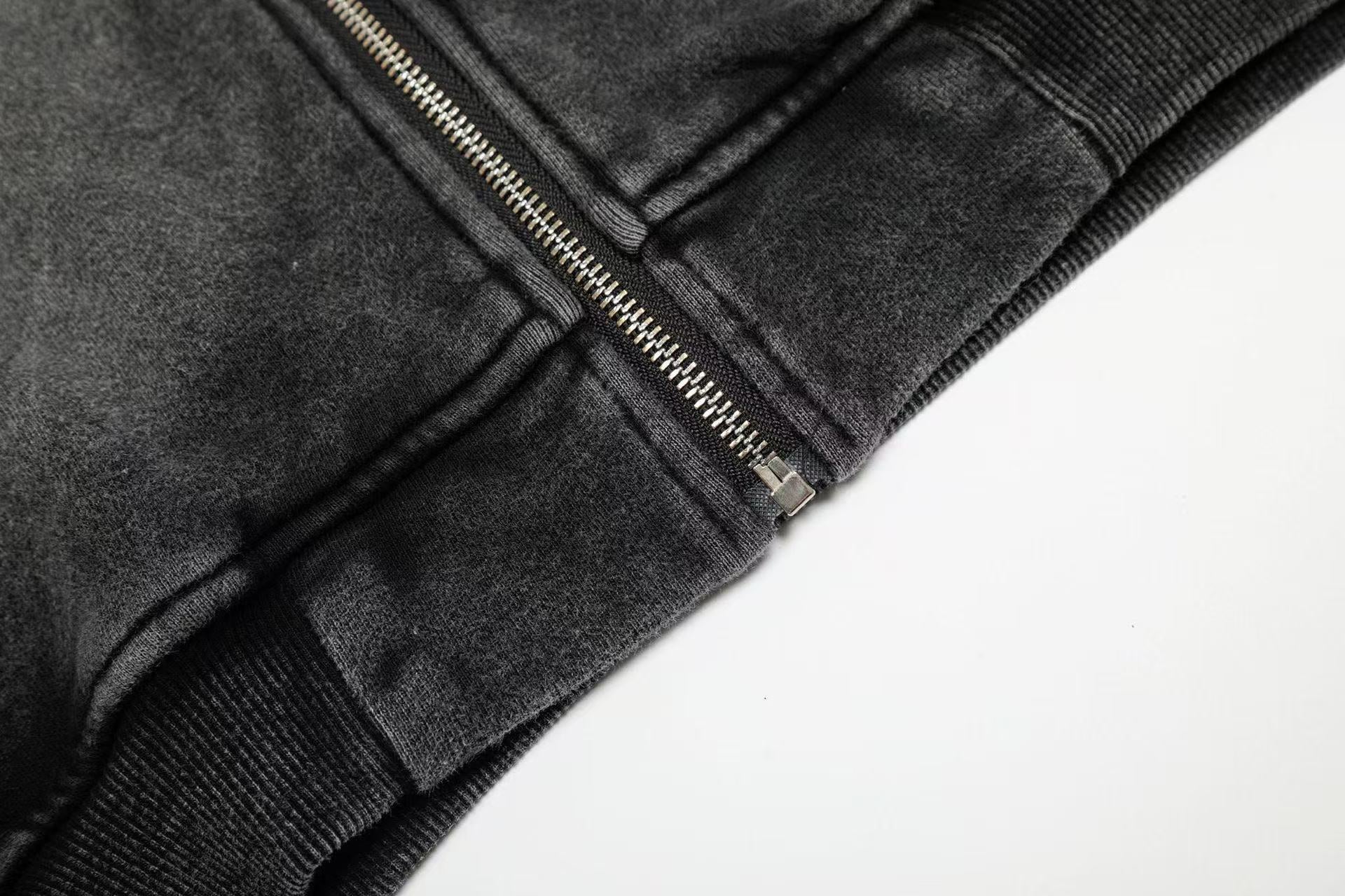 Street Style Dirty Washed Zip-Up Hoodie