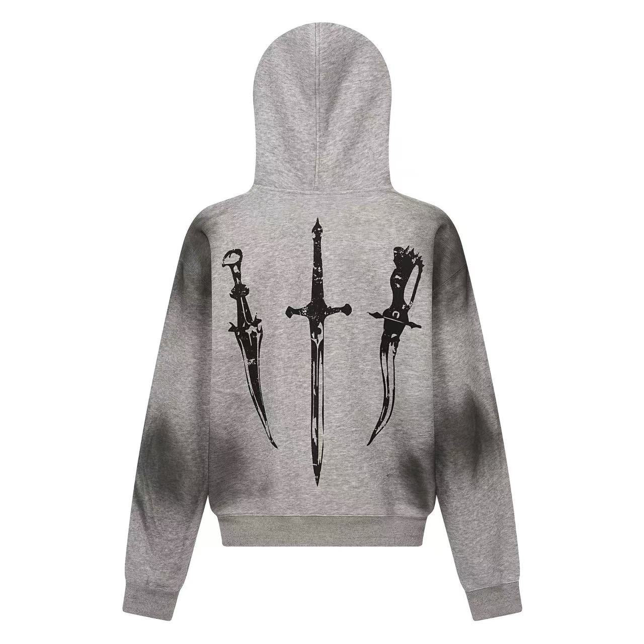 Street Style Retro Printed Zip-Up Hoodie