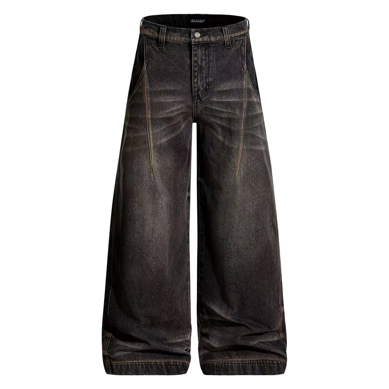 Vintage Distressed Wide-Leg Jeans
