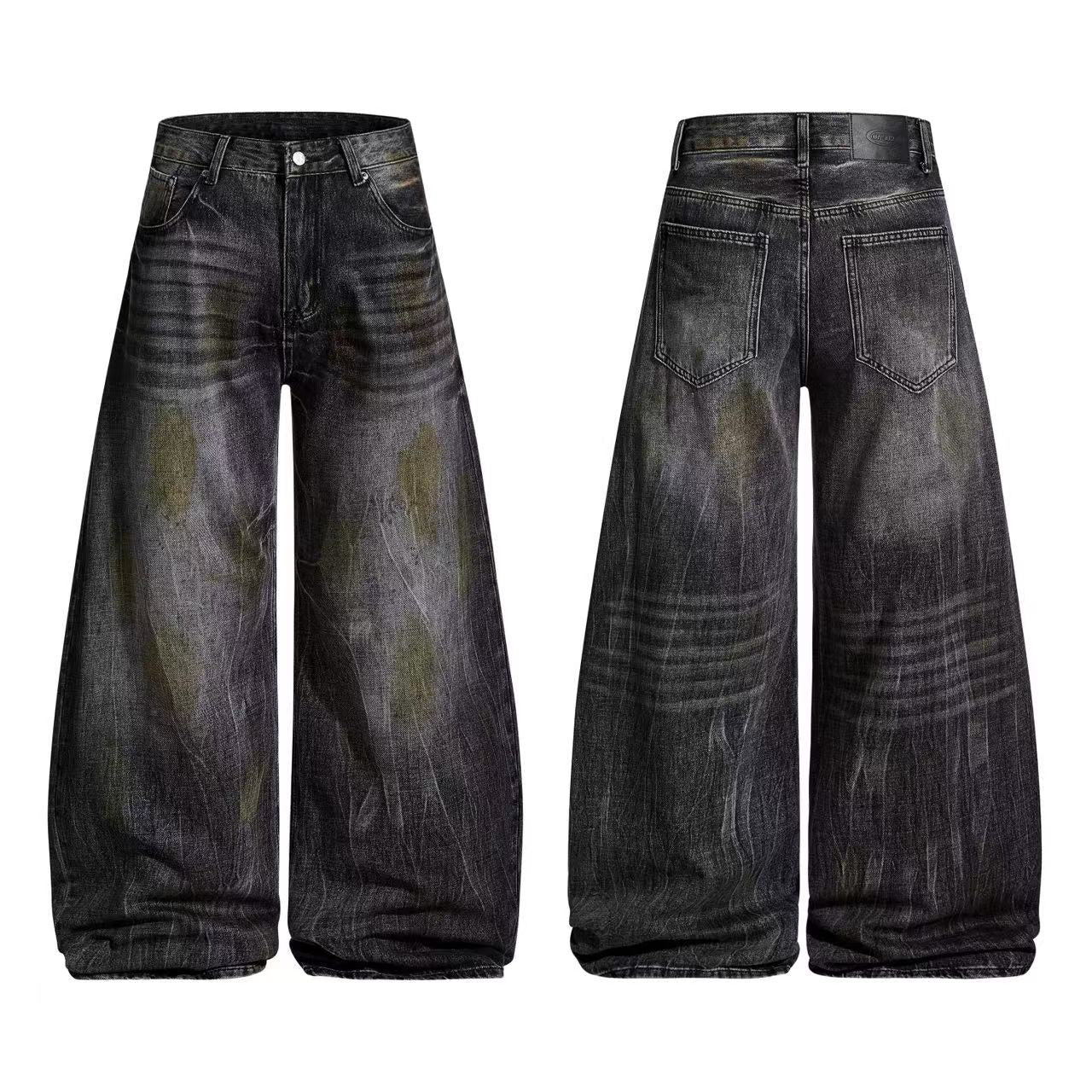 Vintage Distressed Wide-Leg Jeans