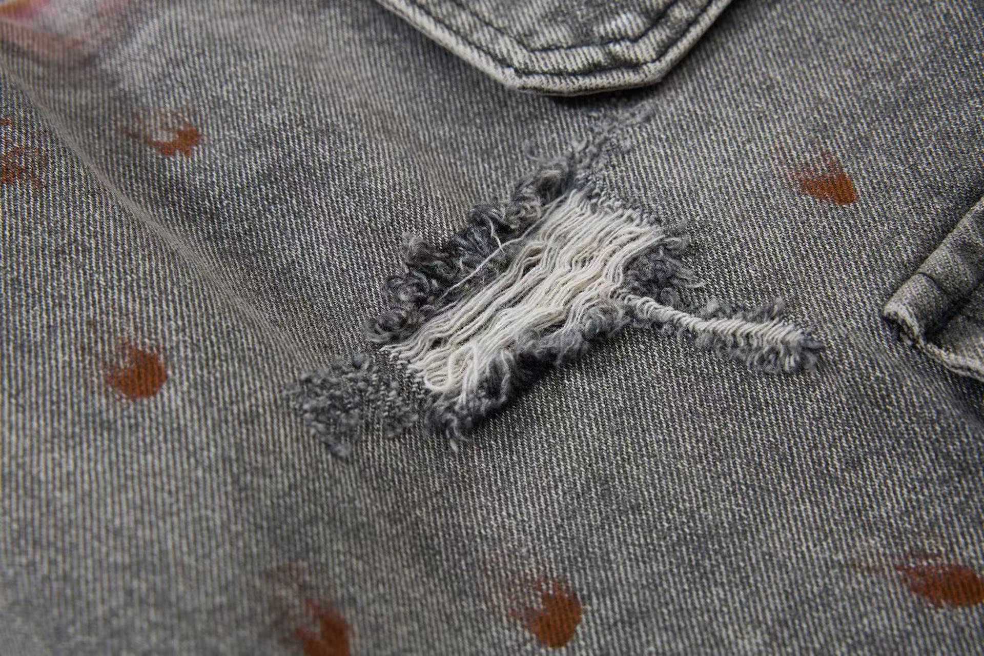 Wasteland-Style Splatter-Bleached Ripped Wide-Leg Jeans
