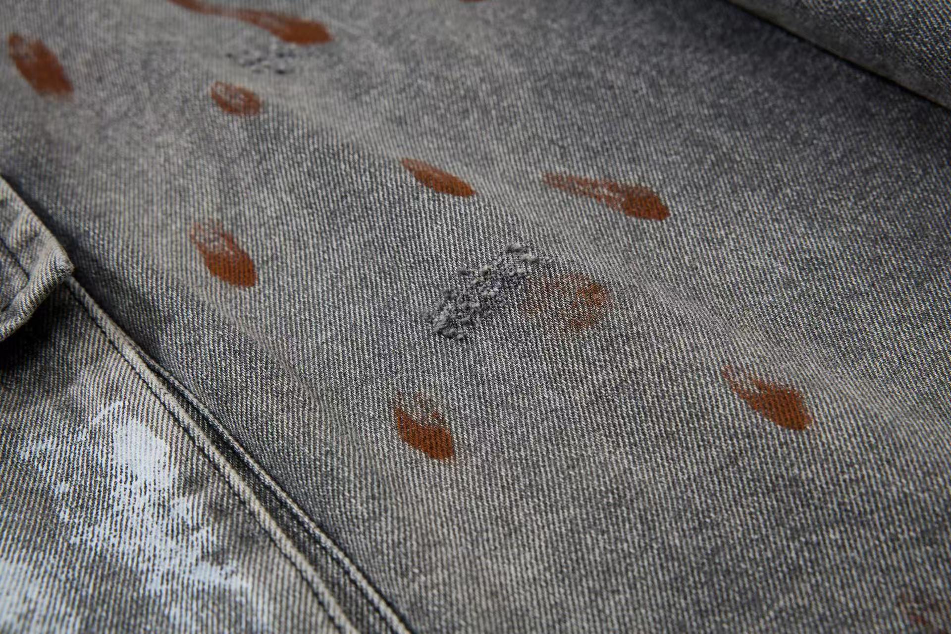 Wasteland-Style Splatter-Bleached Ripped Wide-Leg Jeans