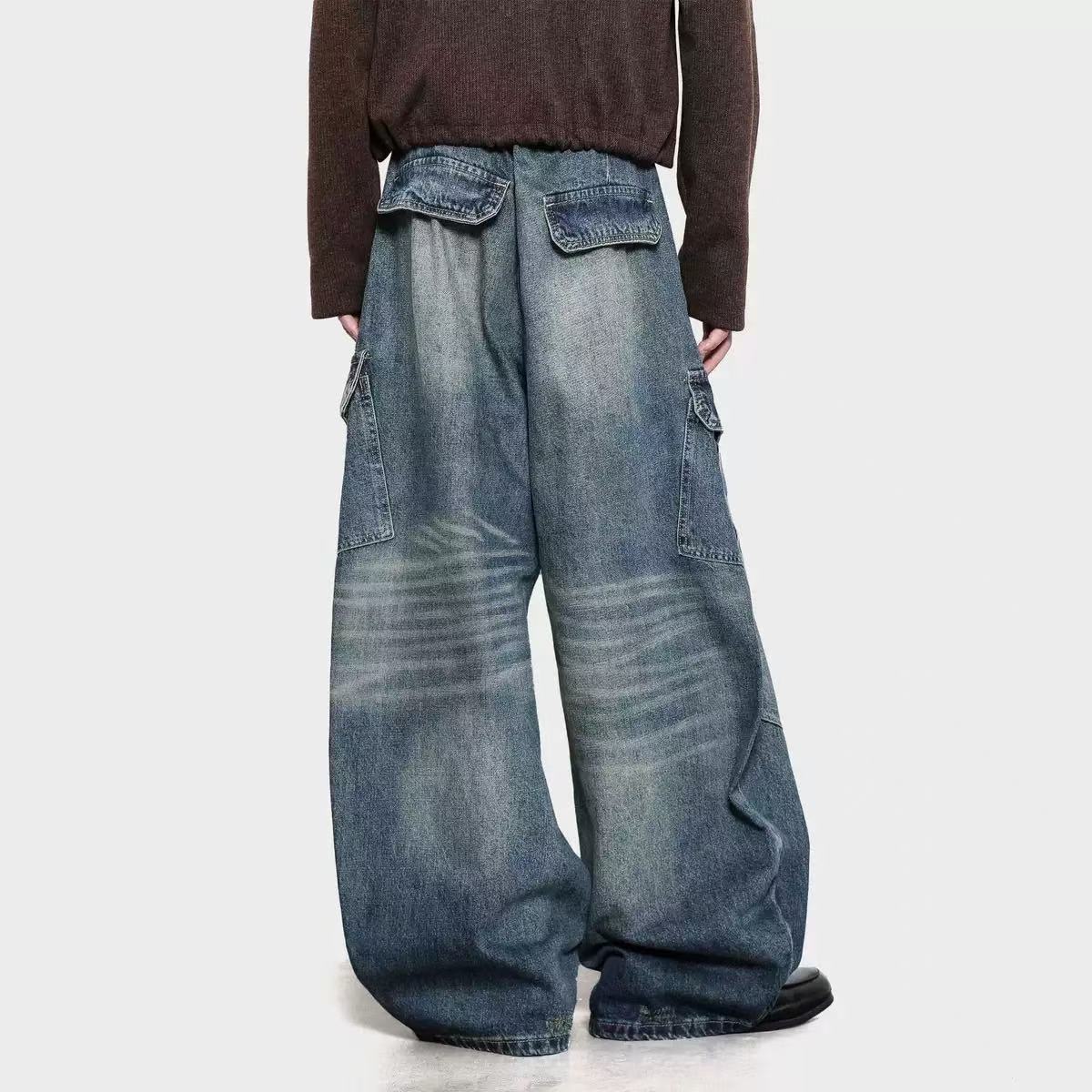 Distressed Wide-Leg Baggy Jeans