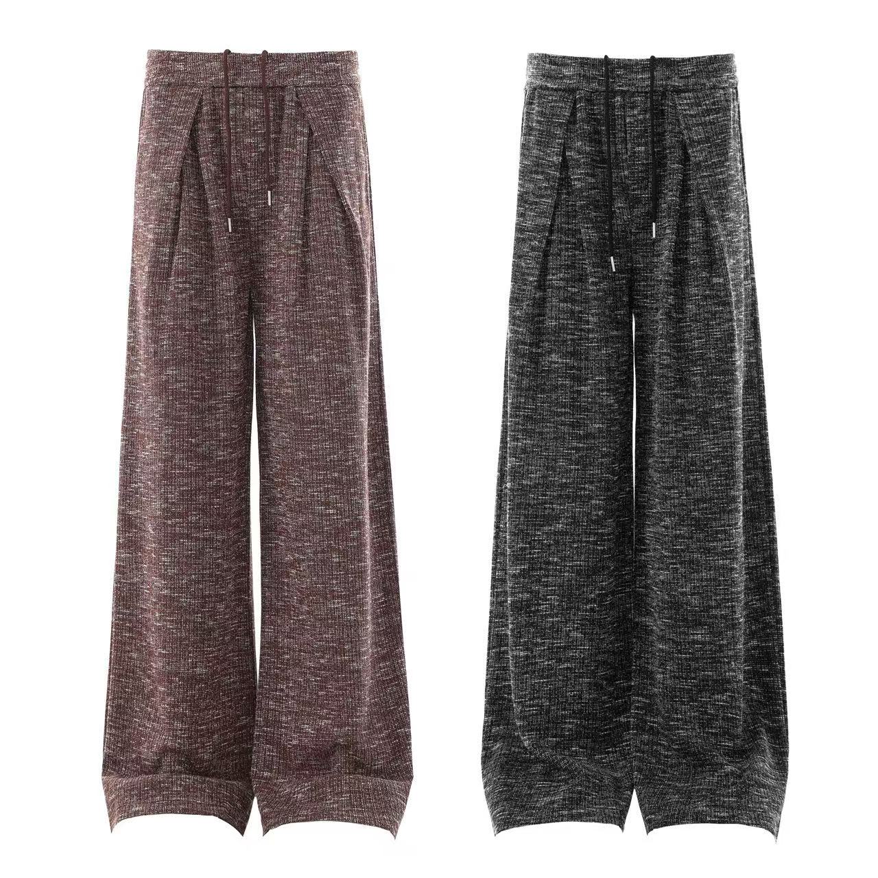 Striped Casual Wide-Leg Suit Pants