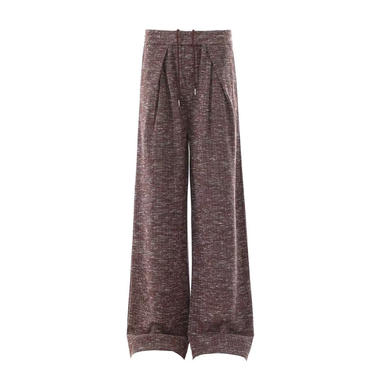 Striped Casual Wide-Leg Suit Pants