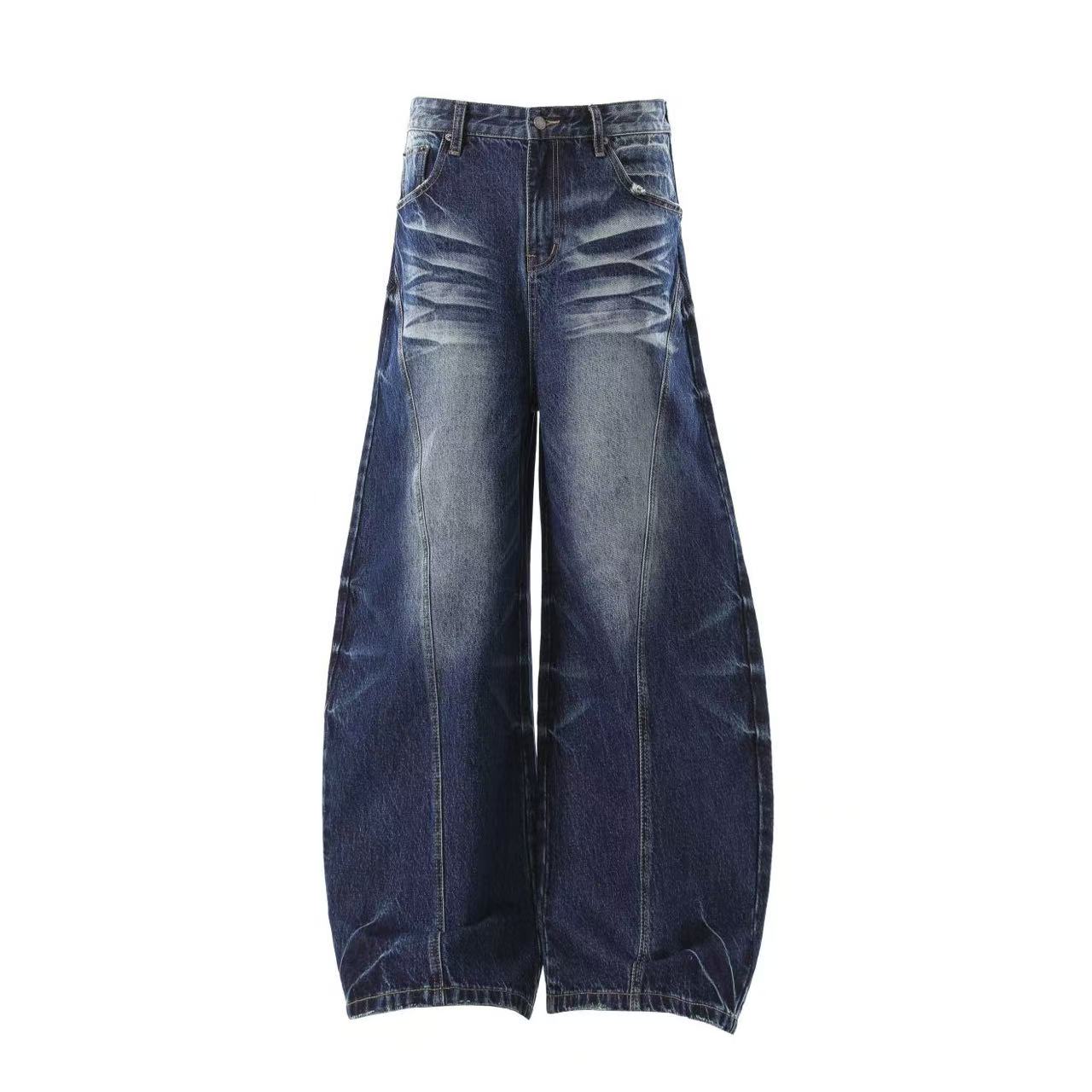 Washed Cleanfit Wide-Leg Baggy Jeans