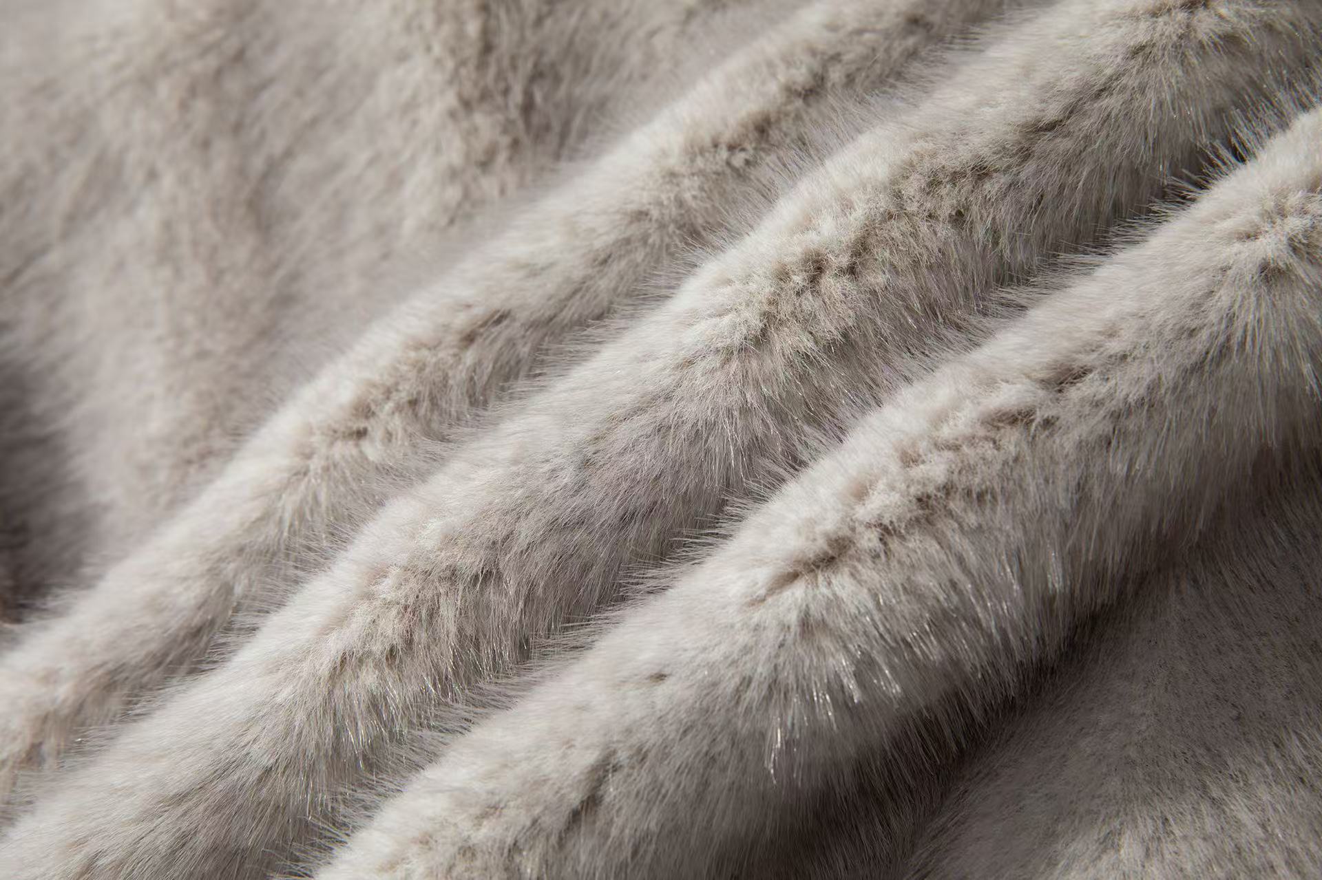 Eco-Friendly Faux Fur Stand-Collar Coat
