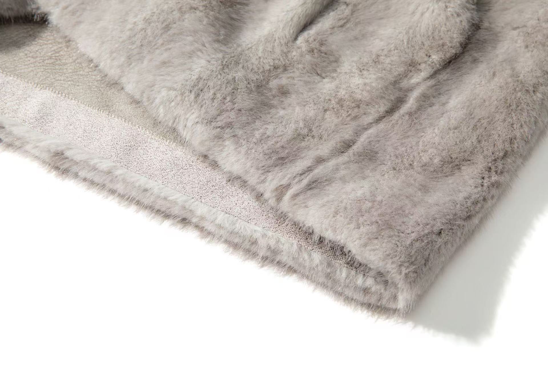 Eco-Friendly Faux Fur Stand-Collar Coat