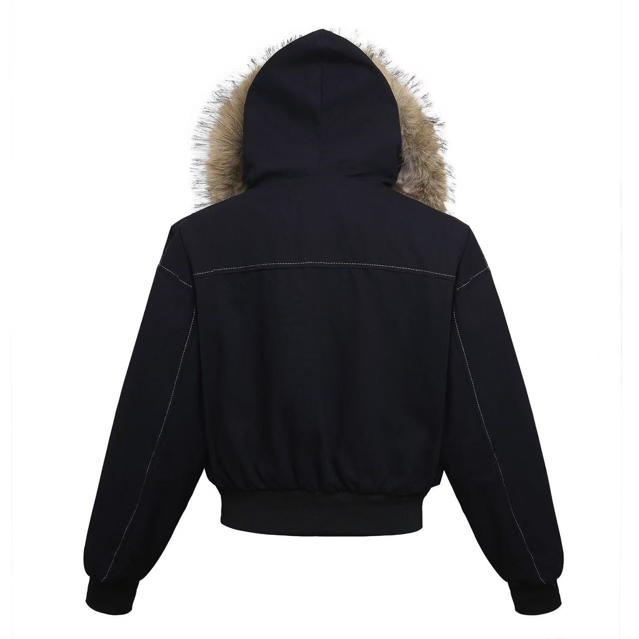 Vintage Top-Stitch Paneled Padded Hooded Jacket