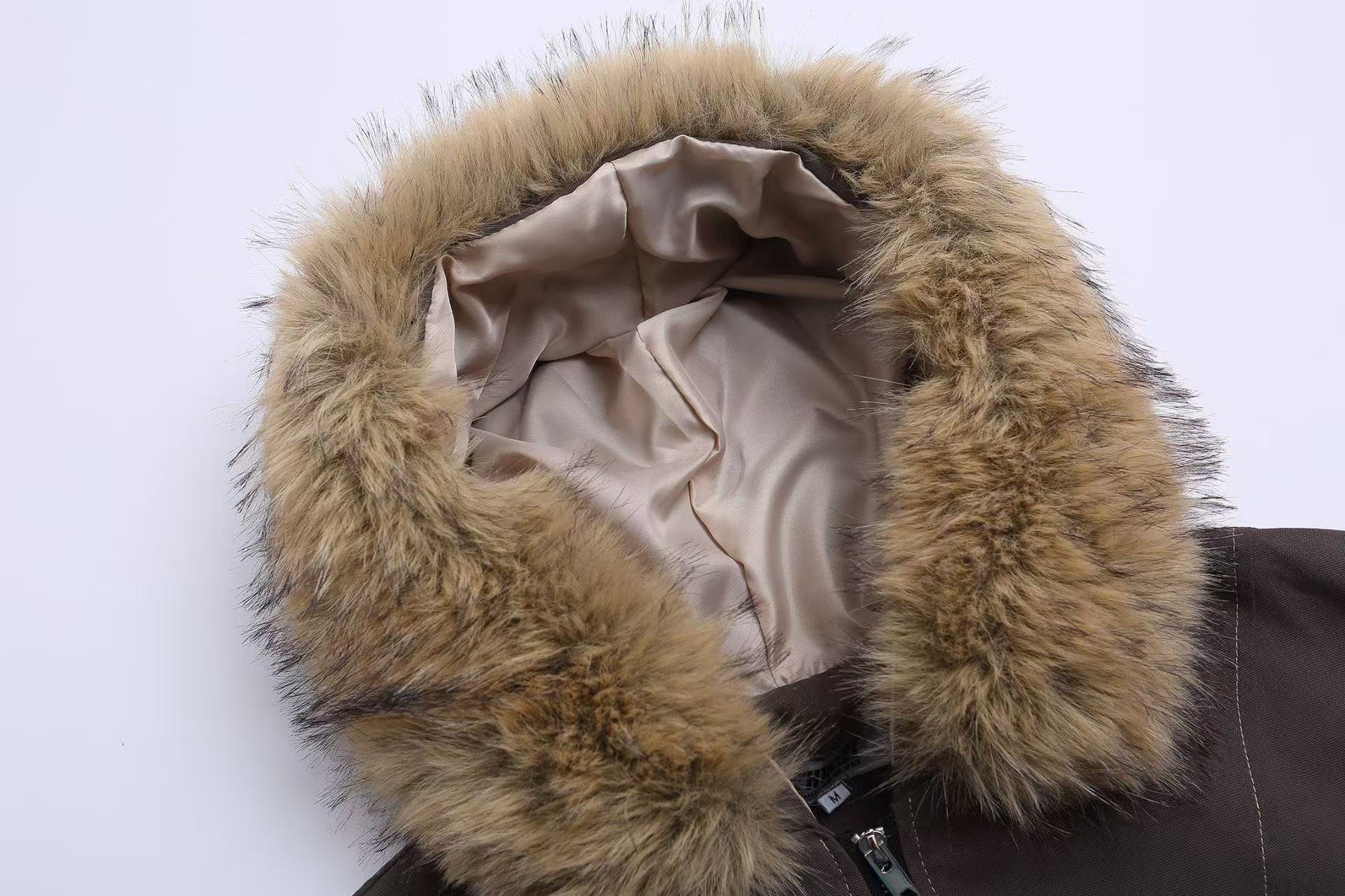Vintage Top-Stitch Paneled Padded Hooded Jacket