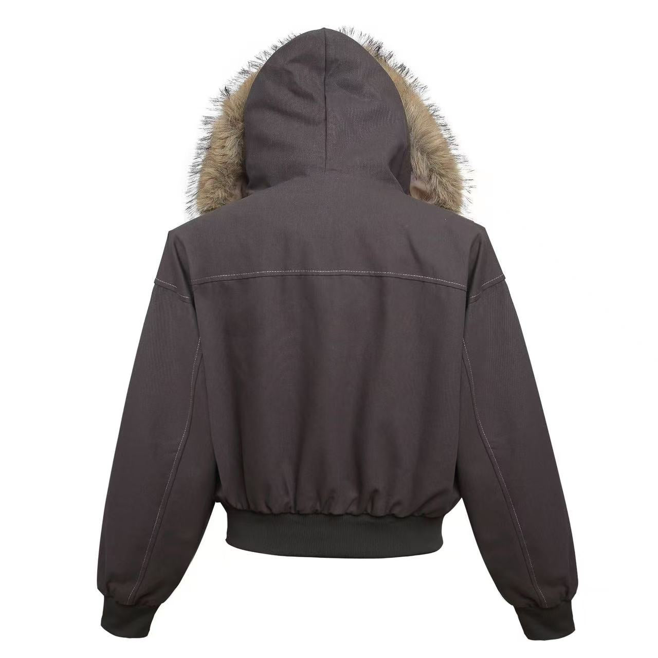 Vintage Top-Stitch Paneled Padded Hooded Jacket