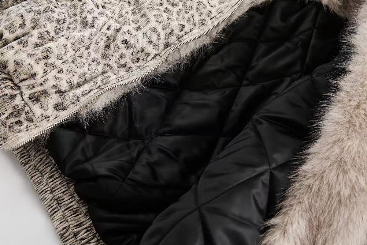 Leopard-Print Faux-Fur Hooded Jacket