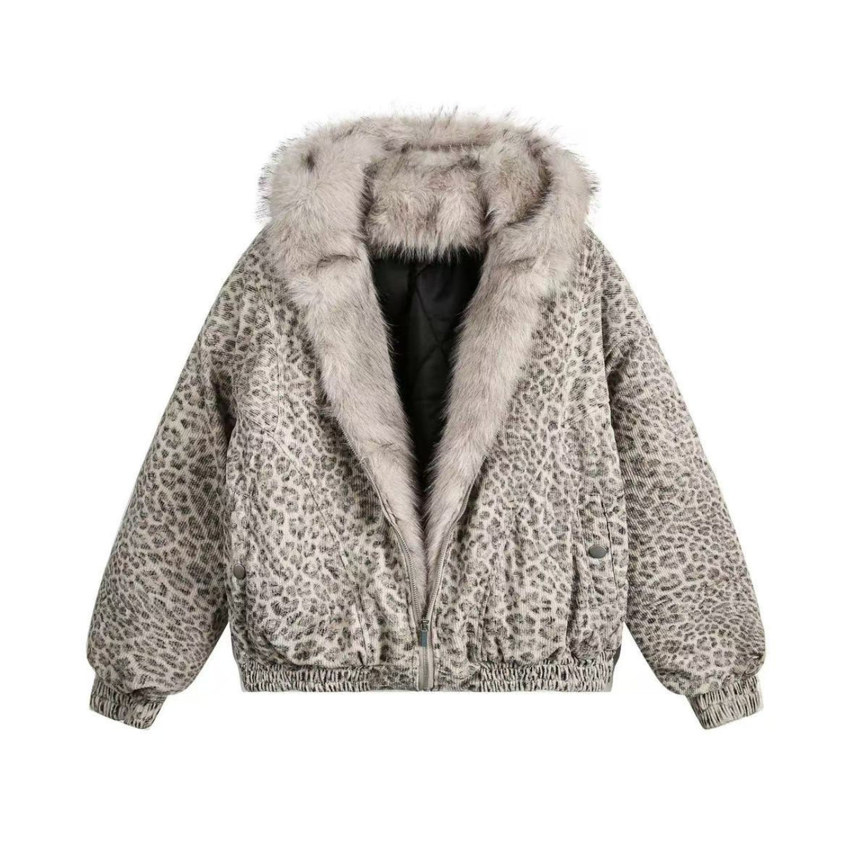 Leopard-Print Faux-Fur Hooded Jacket