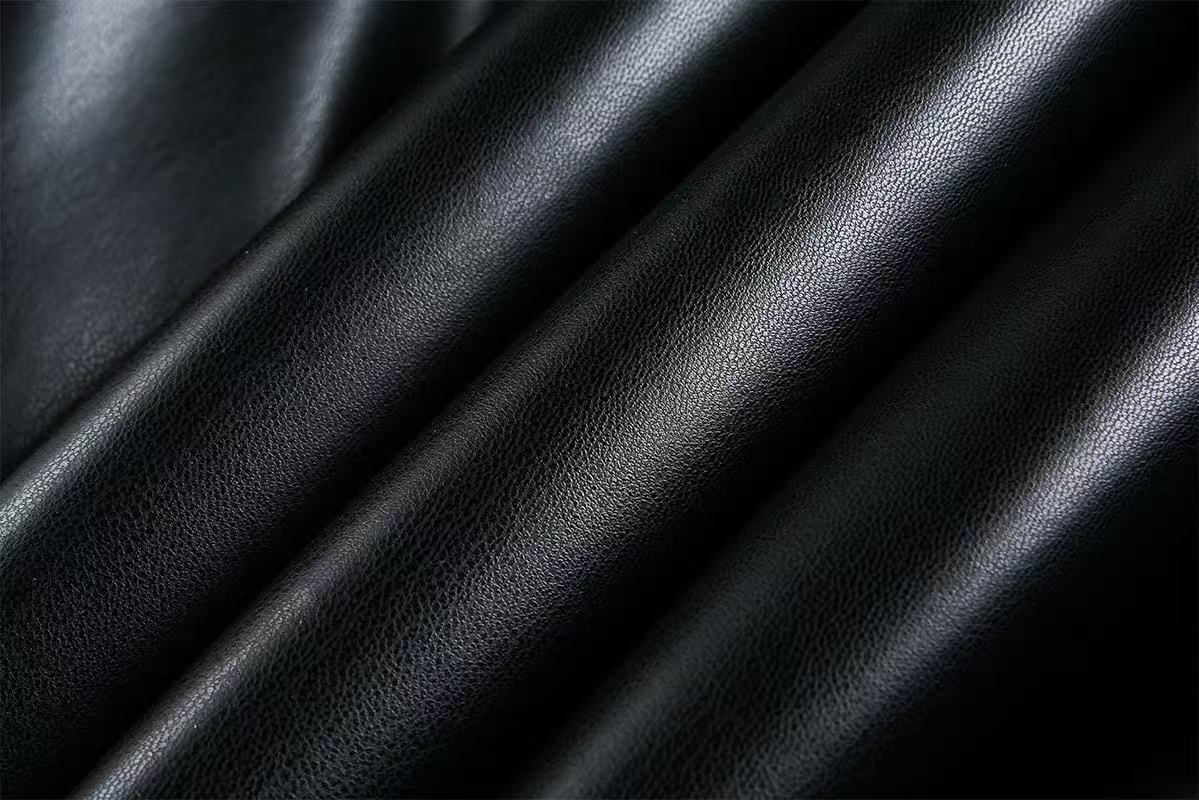 Cross-Stitch PU Leather Hooded Jacket