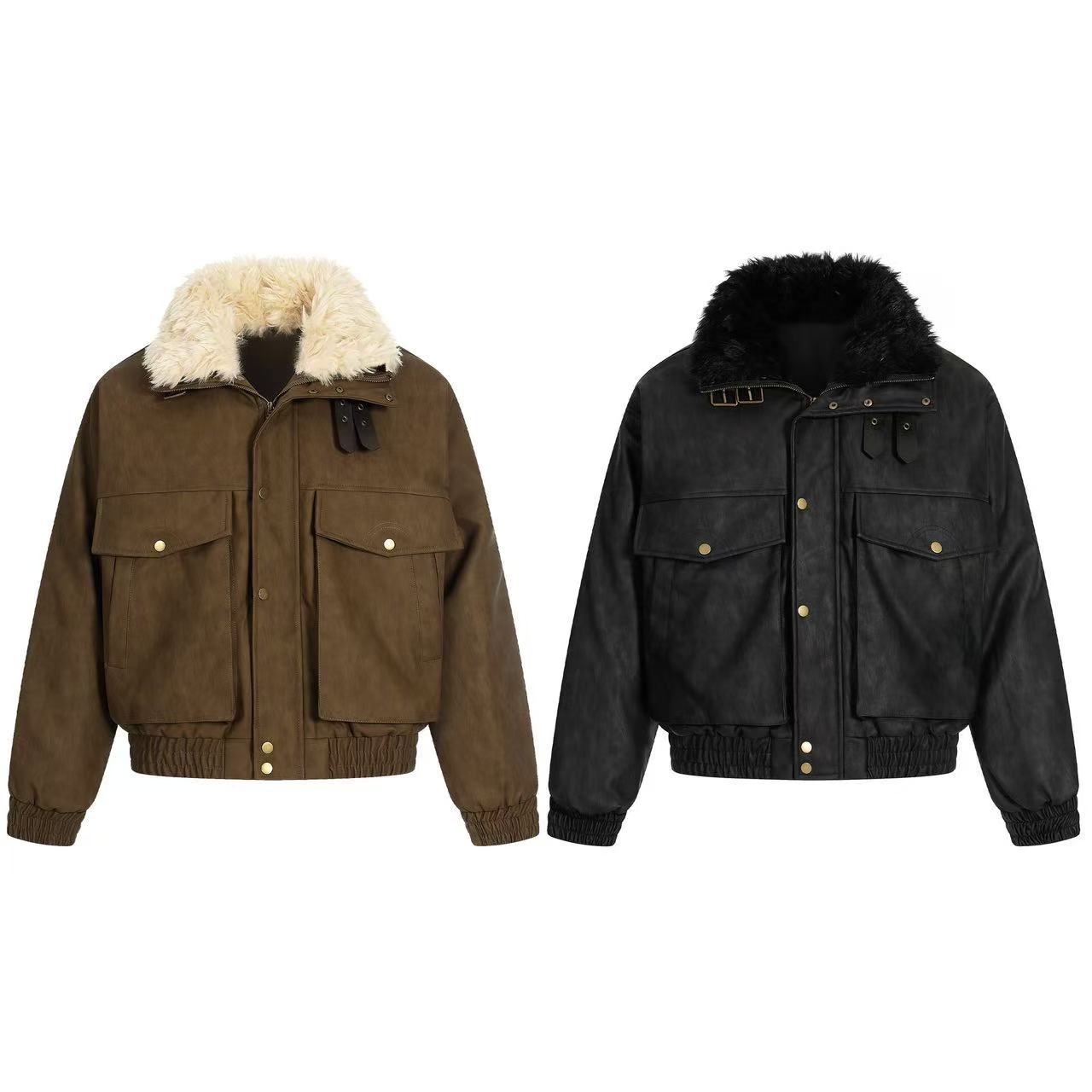 PU Leather Bomber Jacket