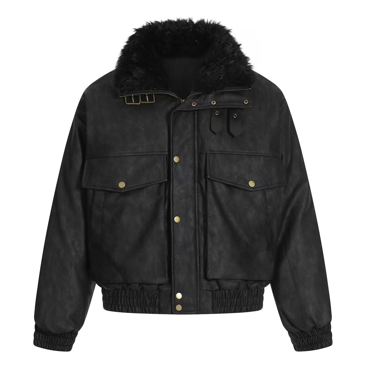 PU Leather Bomber Jacket