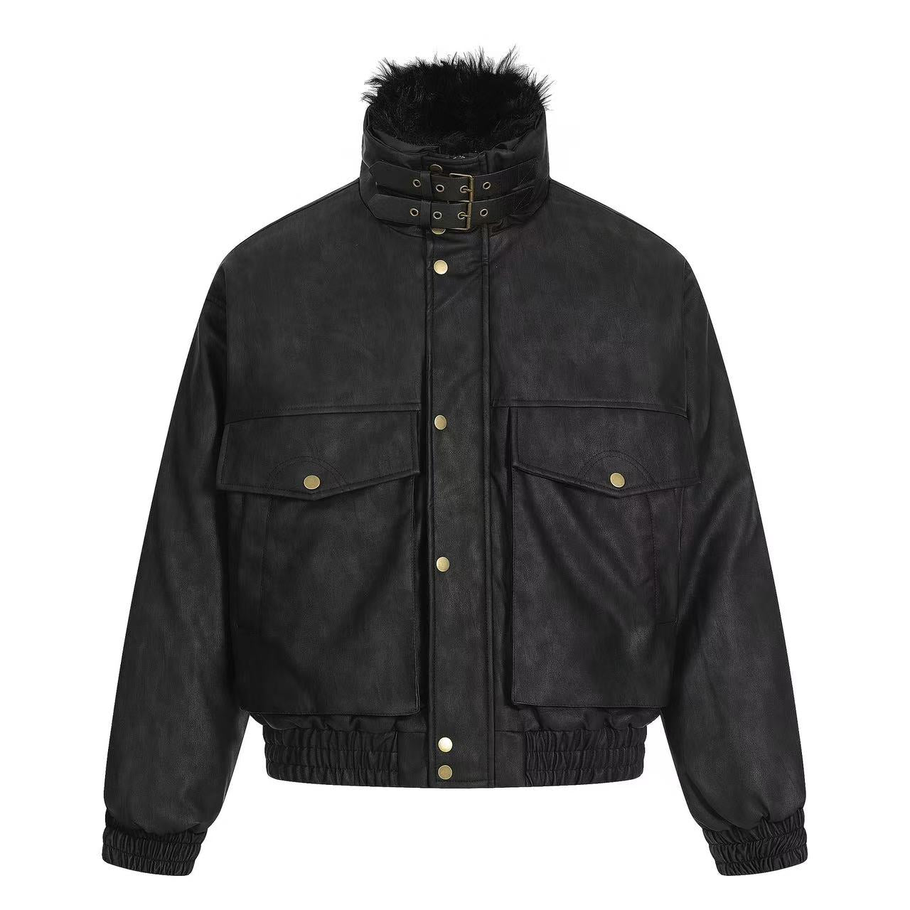 PU Leather Bomber Jacket