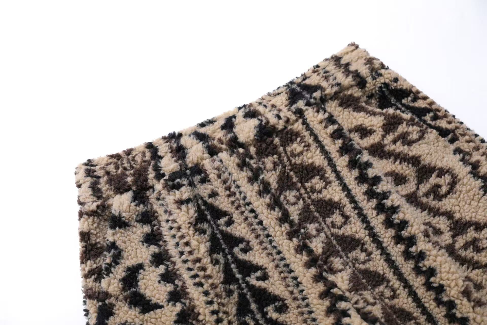 Insulated Fair Isle Fleece Wide-Leg Pants
