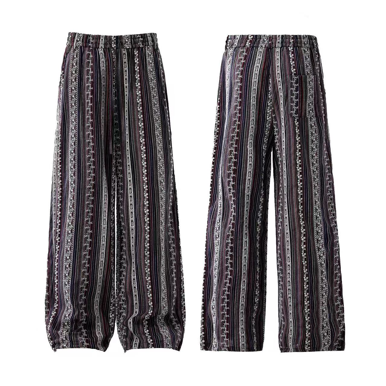 Insulated Fair Isle Fleece Wide-Leg Pants
