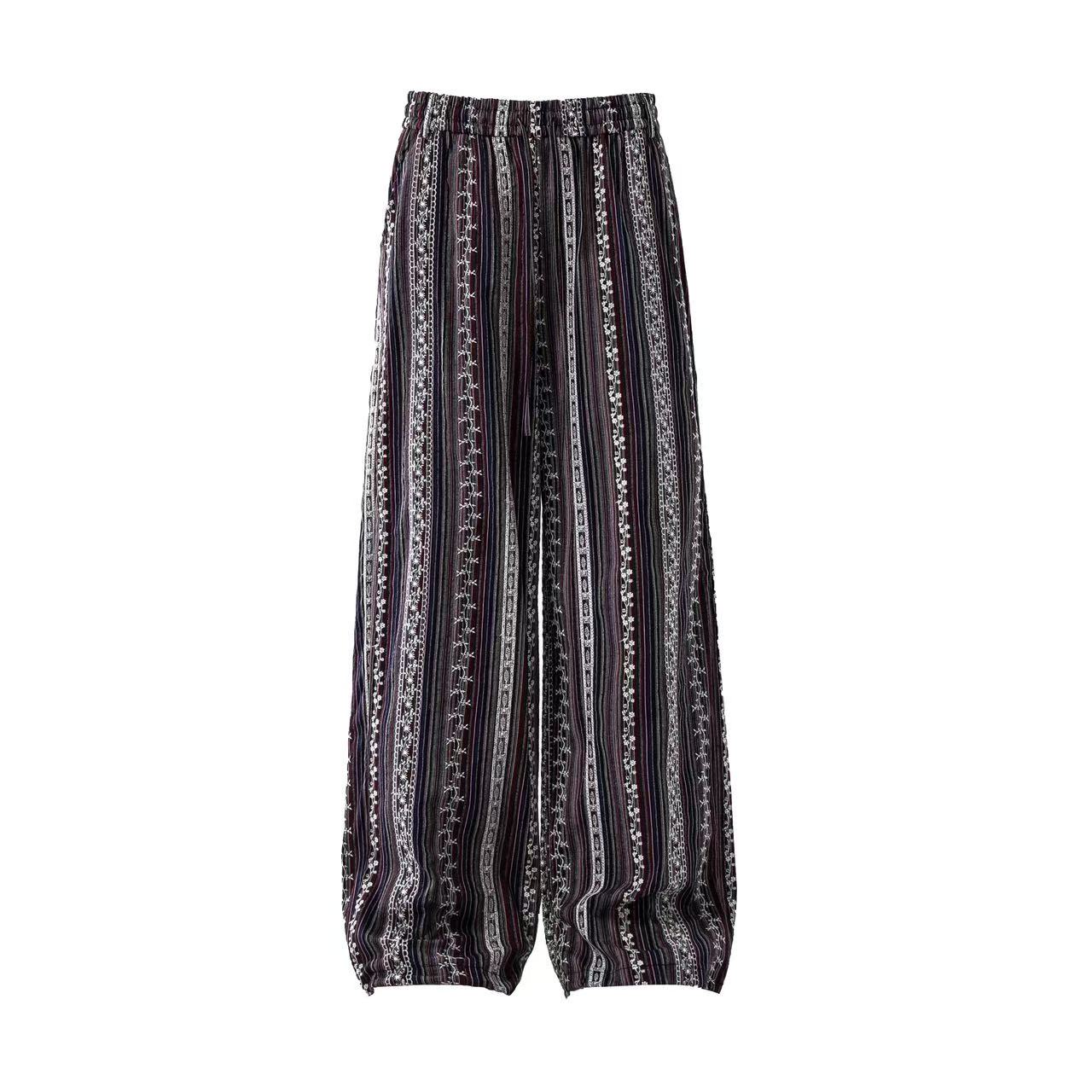 Insulated Fair Isle Fleece Wide-Leg Pants