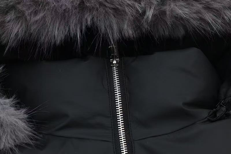 Detachable-Fur-Collar Padded Hooded Jacket