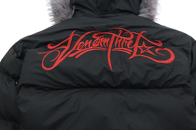 Detachable-Fur-Collar Padded Hooded Jacket
