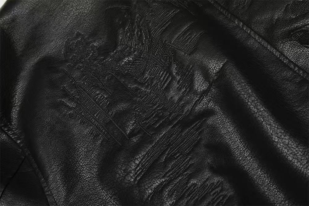 PU Leather Hooded Jacket