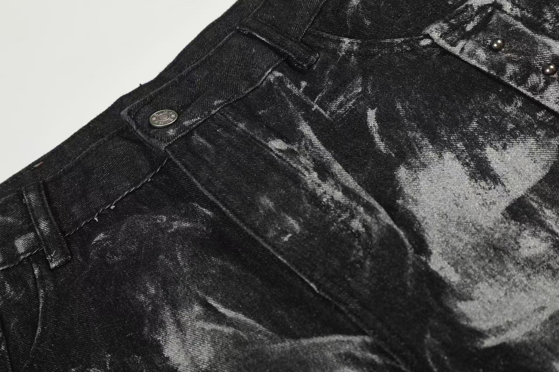 Wasteland-Style Splatter-Bleached Ripped Wide-Leg Jeans
