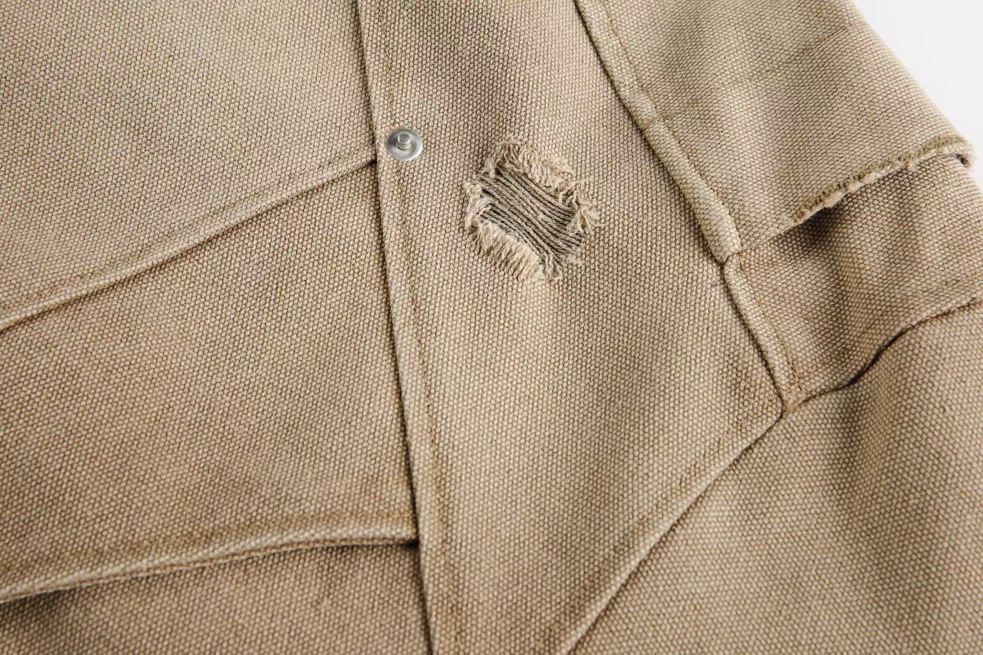 Vintage Washed Distressed Hooded Jacket