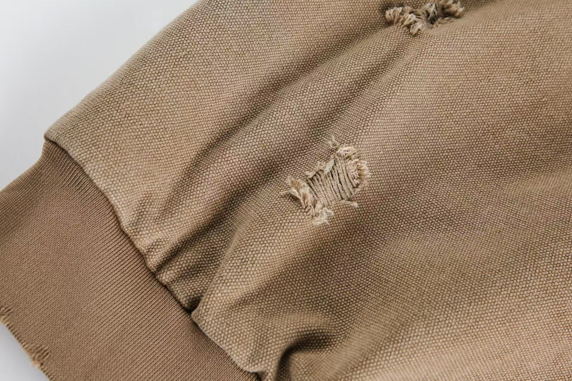 Vintage Washed Distressed Hooded Jacket