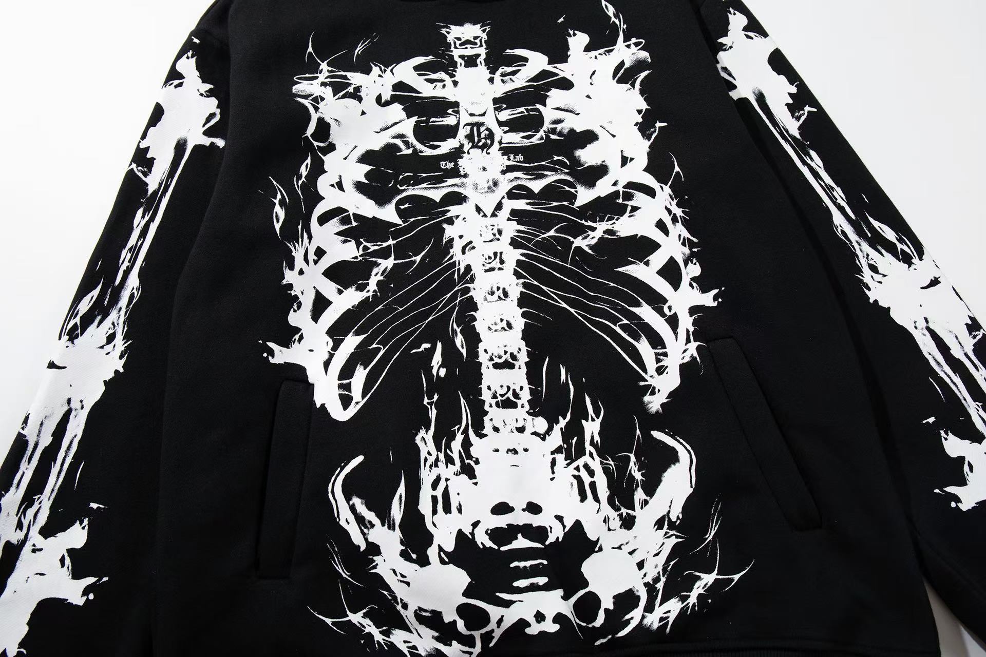 Dark Skull Skeleton Print Hoodie