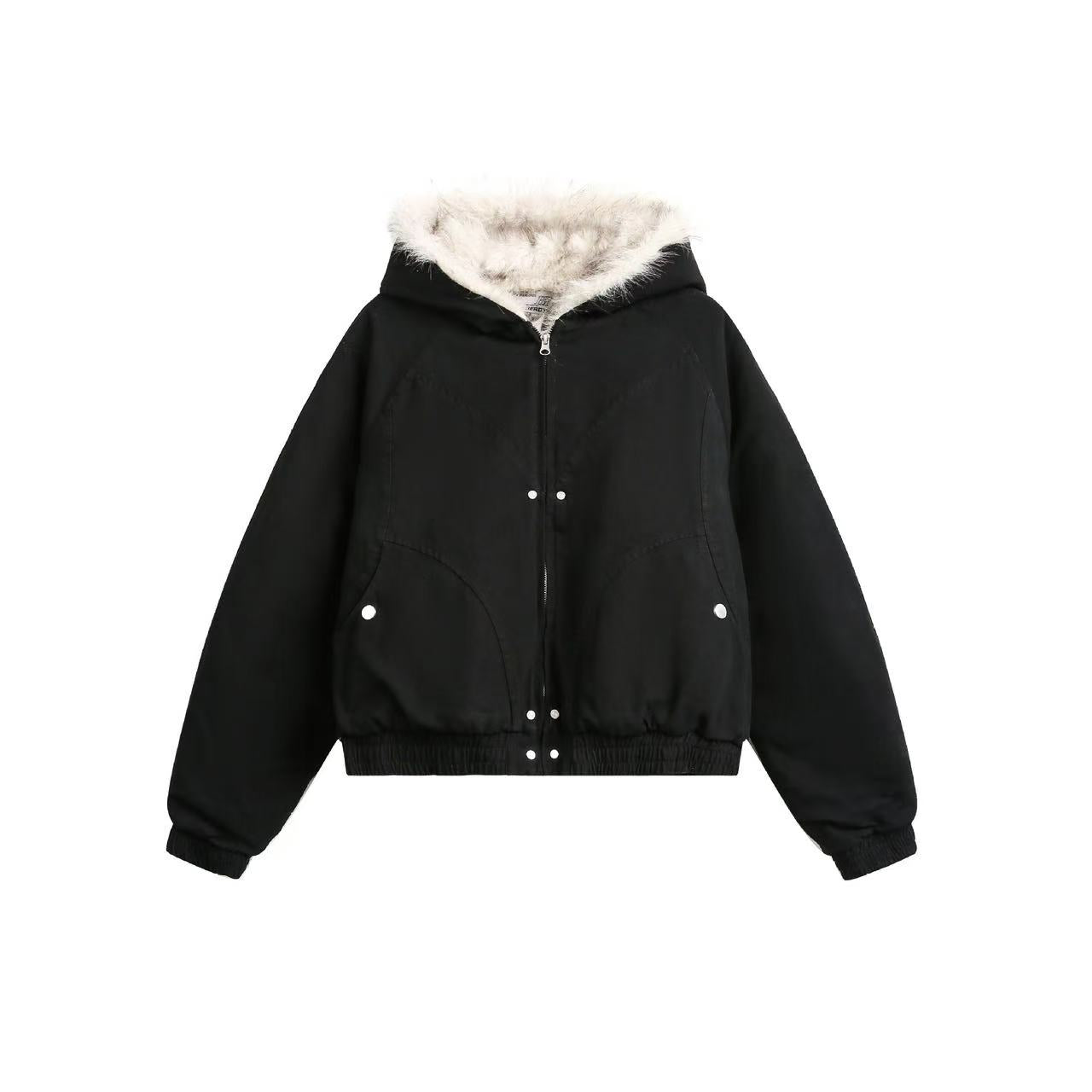 Clean-Fit Faux-Fur Hooded Jacket