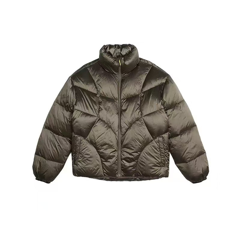 Metallic Water-Resistant Puffer Jacket in 90% White Duck Down
