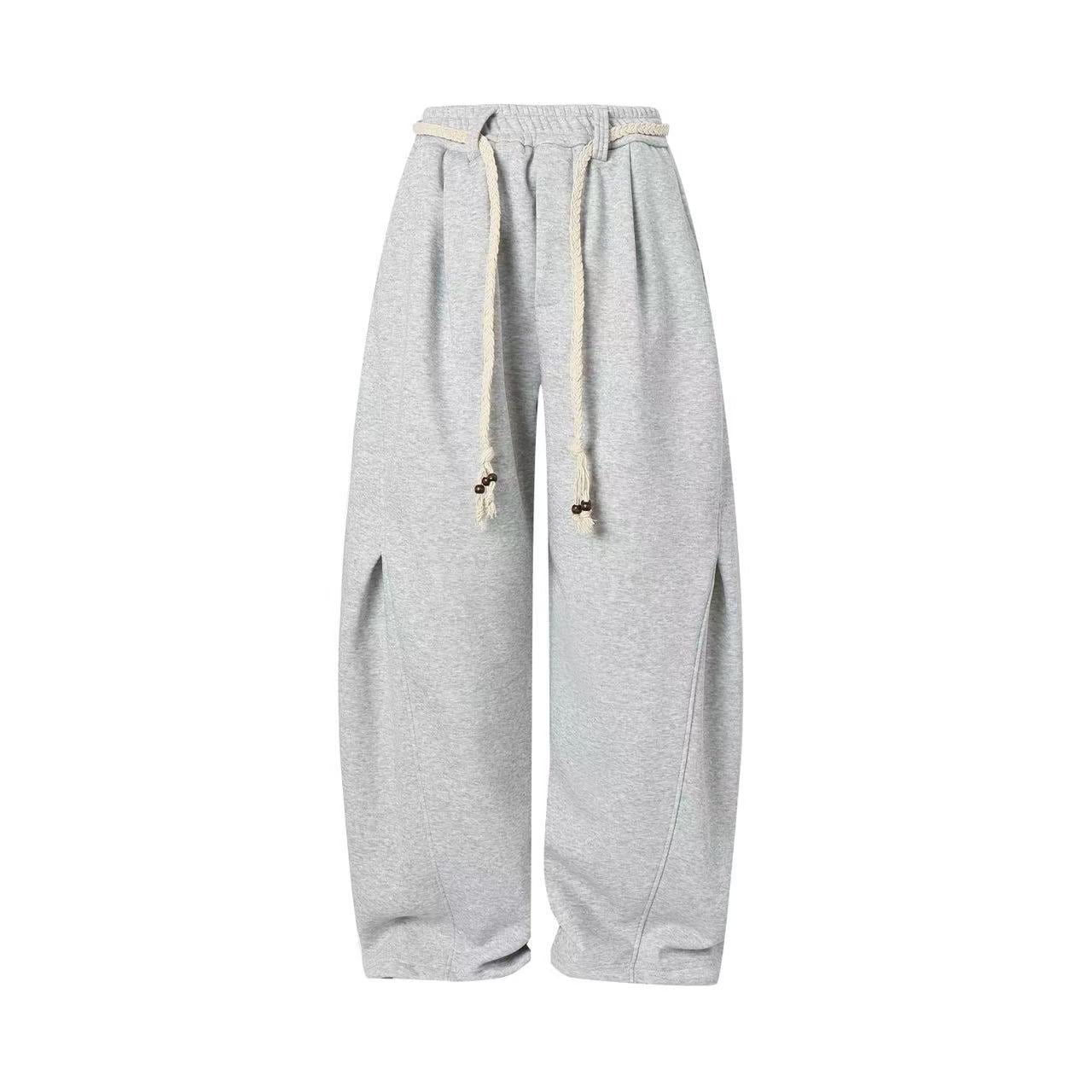 Fleece-Lined Street Style Wide-Leg Sweatpants