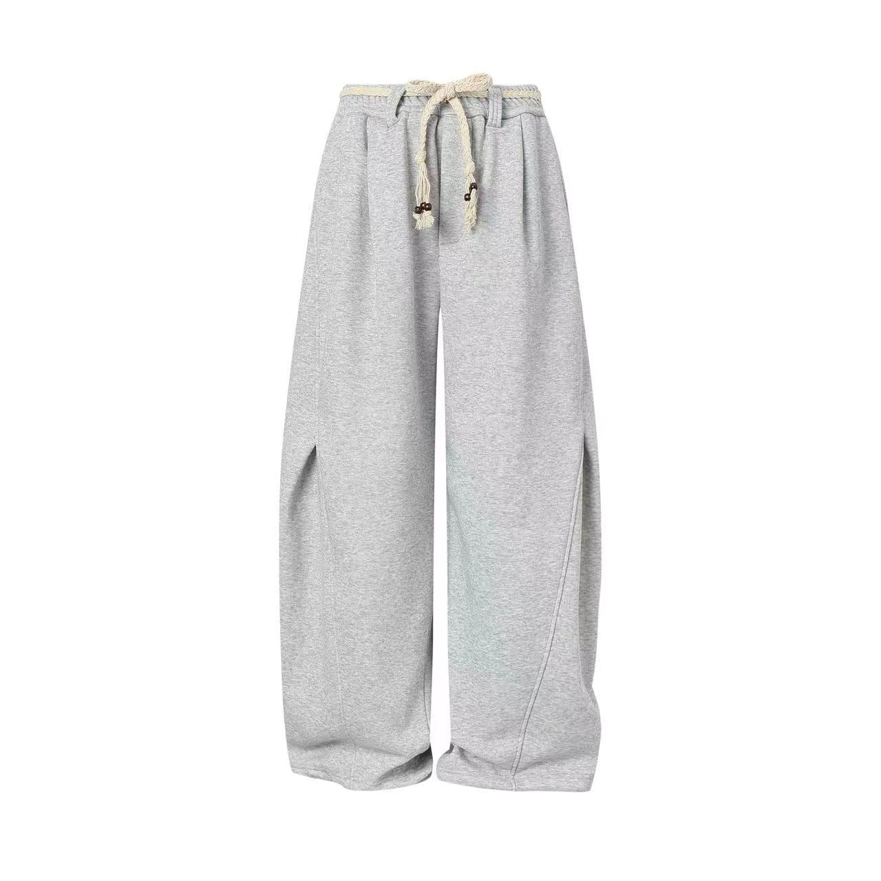 Fleece-Lined Street Style Wide-Leg Sweatpants