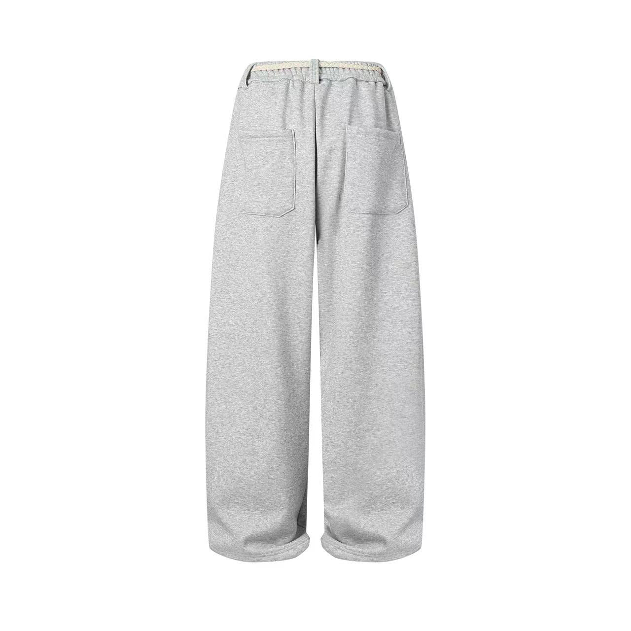 Fleece-Lined Street Style Wide-Leg Sweatpants