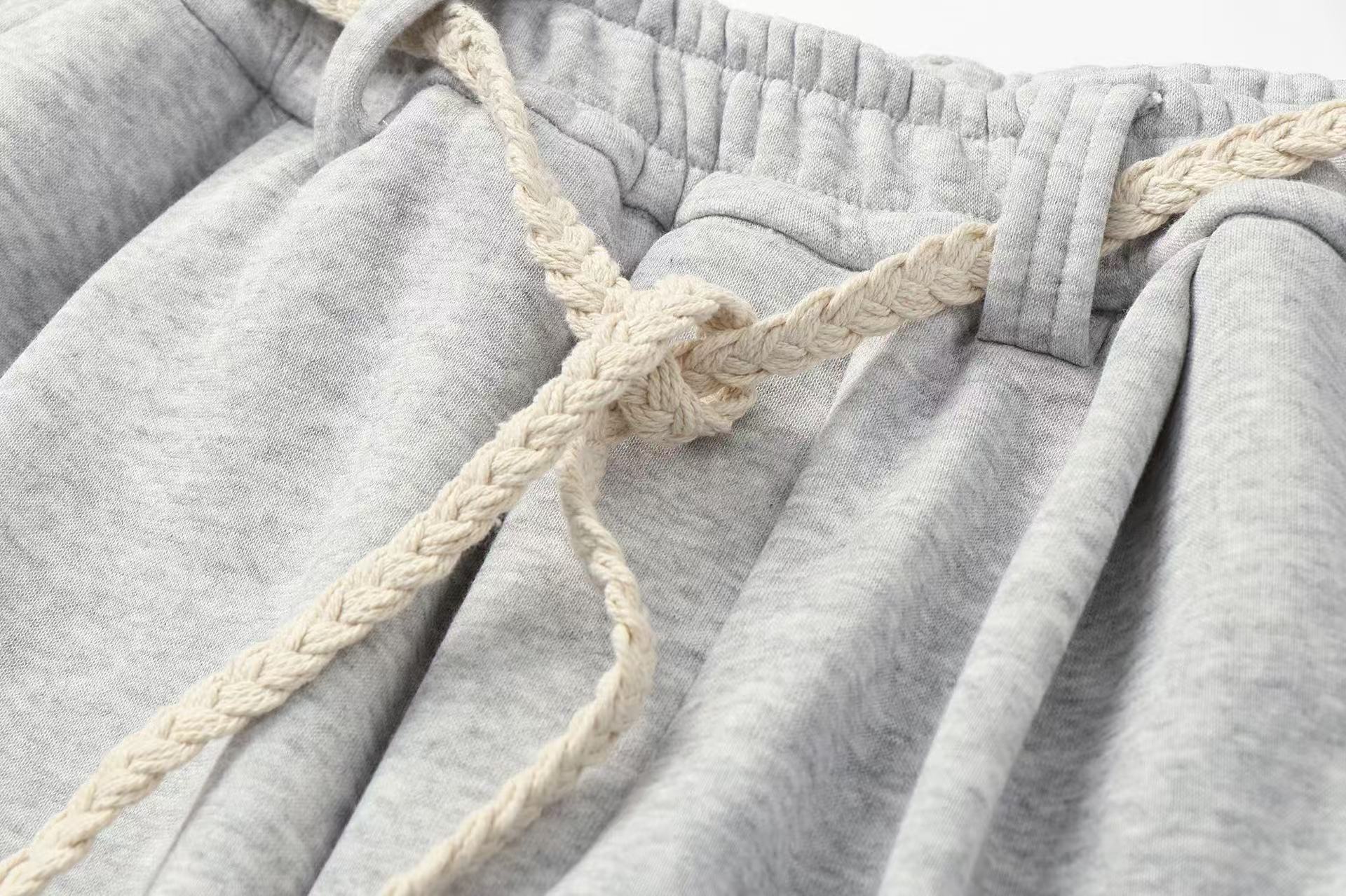 Fleece-Lined Street Style Wide-Leg Sweatpants