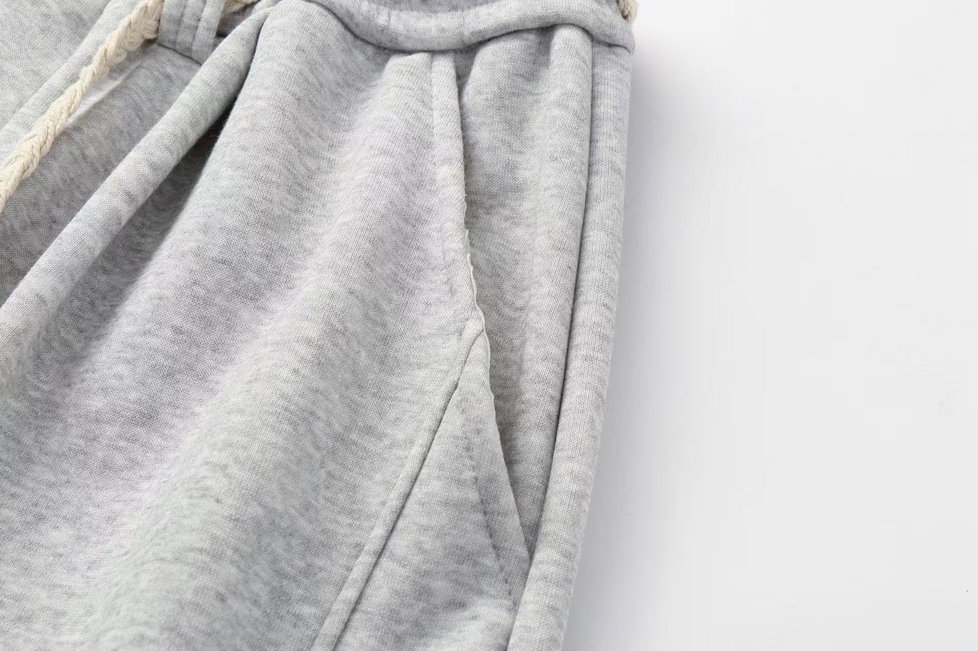 Fleece-Lined Street Style Wide-Leg Sweatpants