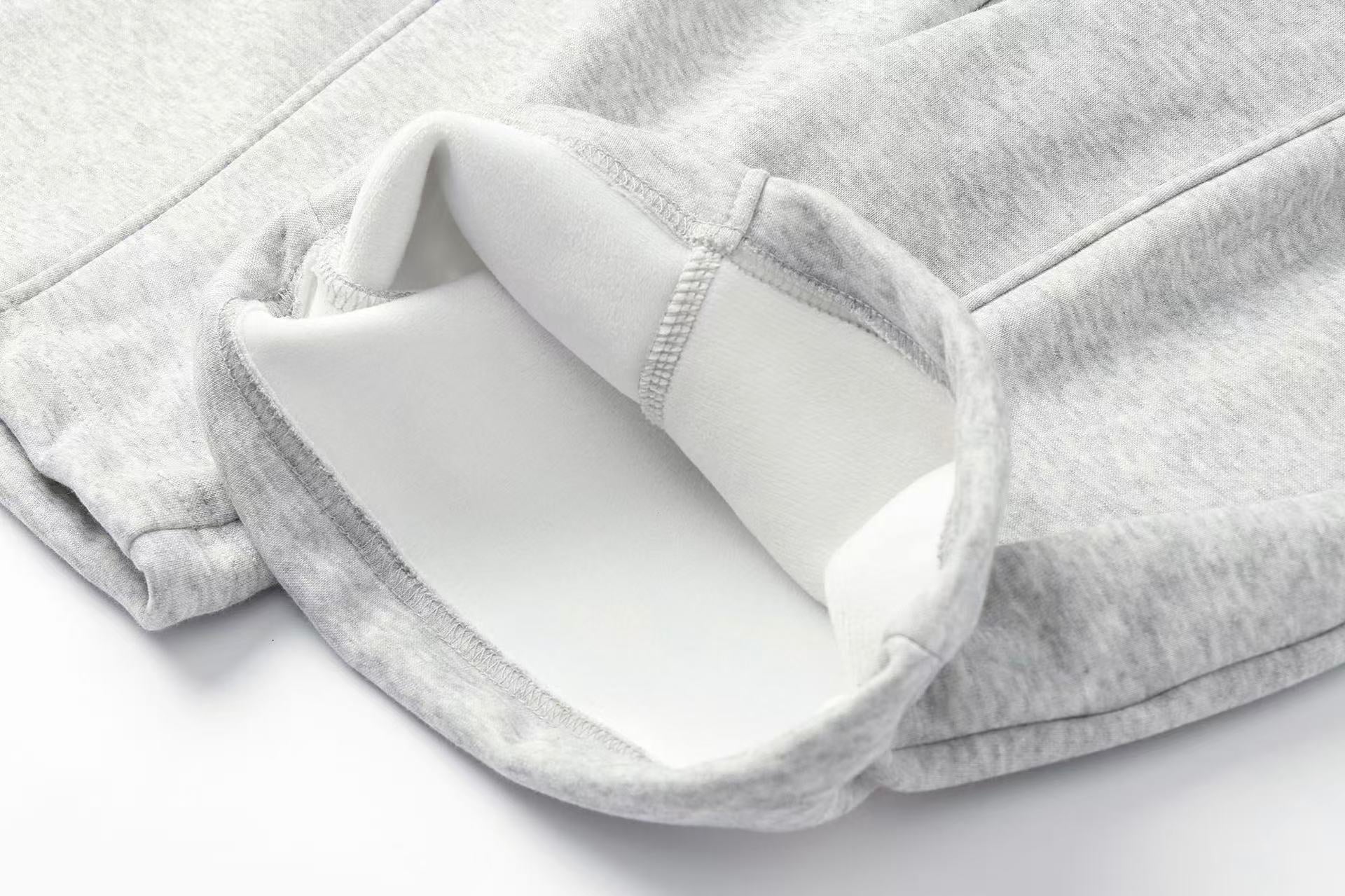 Fleece-Lined Street Style Wide-Leg Sweatpants