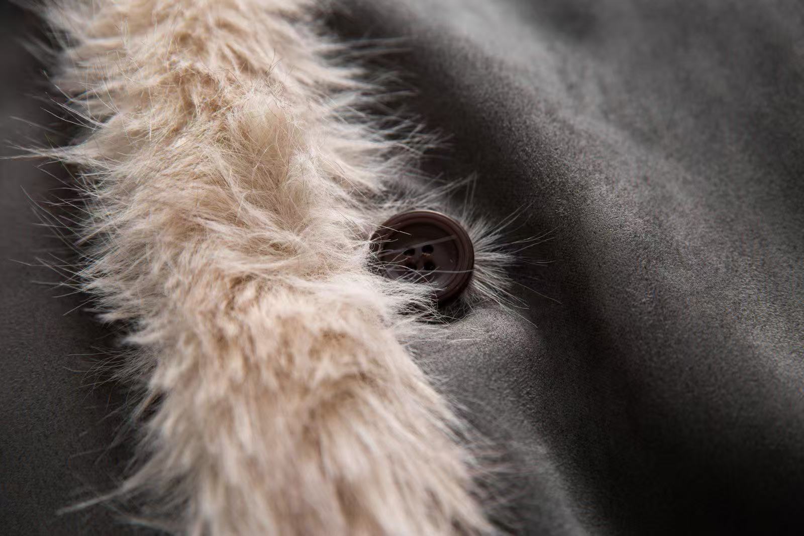 Clean-Fit Faux-Fur Collar Jacket