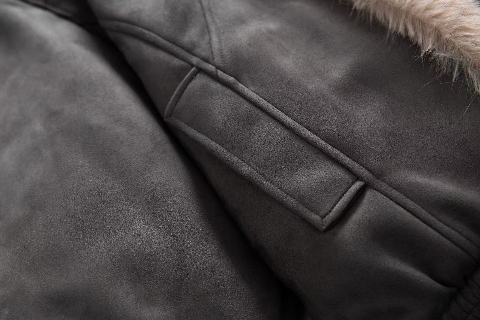 Clean-Fit Faux-Fur Collar Jacket