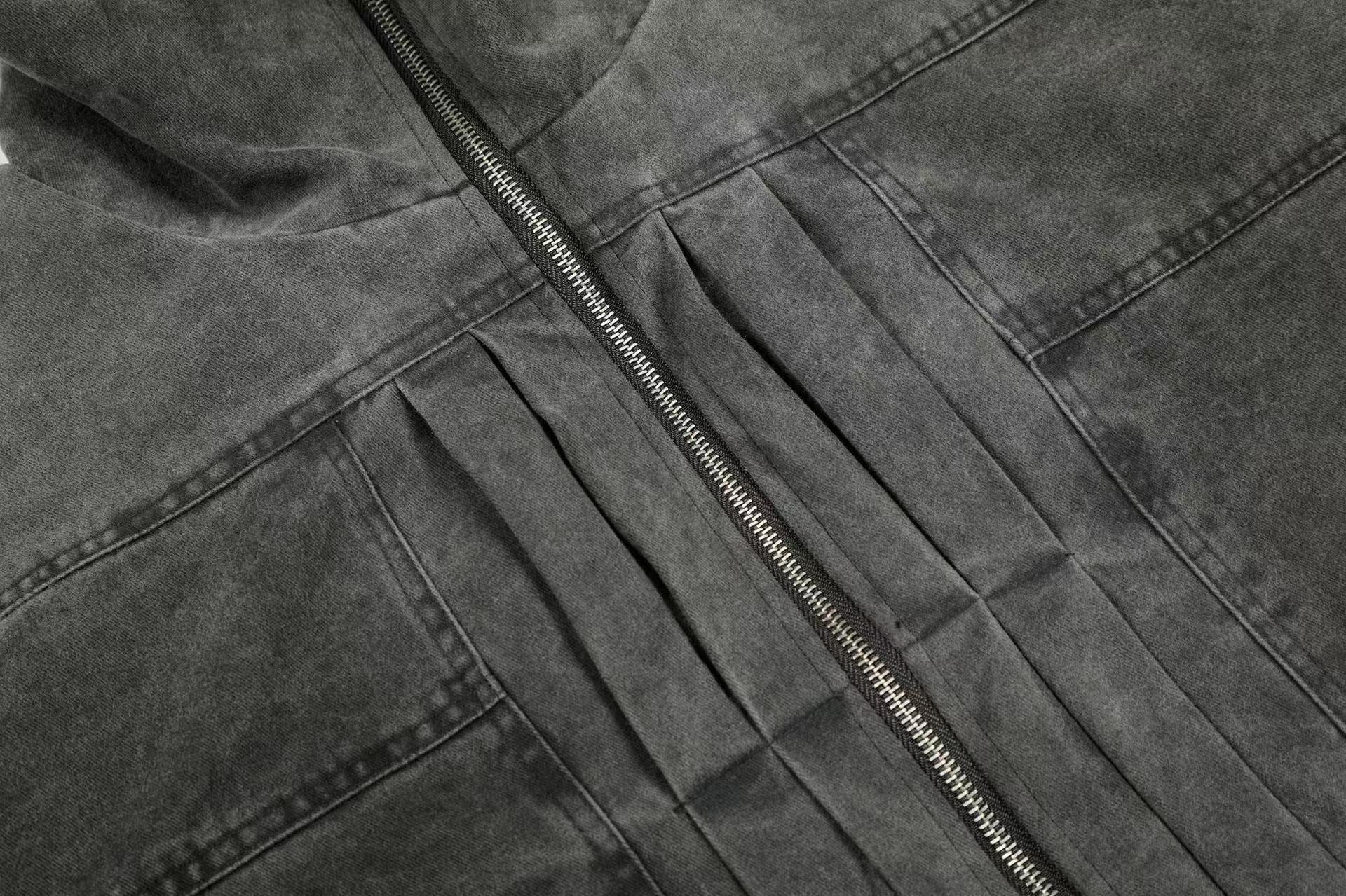 Vintage Washed Suede-Lined Thick Bomber Jacket