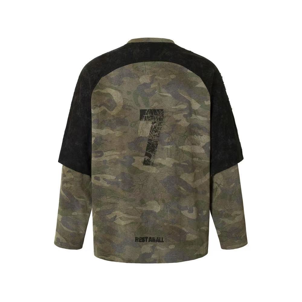 Camo Retro Distressed Long Sleeve