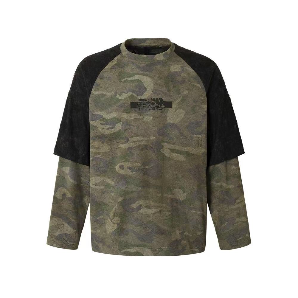 Camo Retro Distressed Long Sleeve
