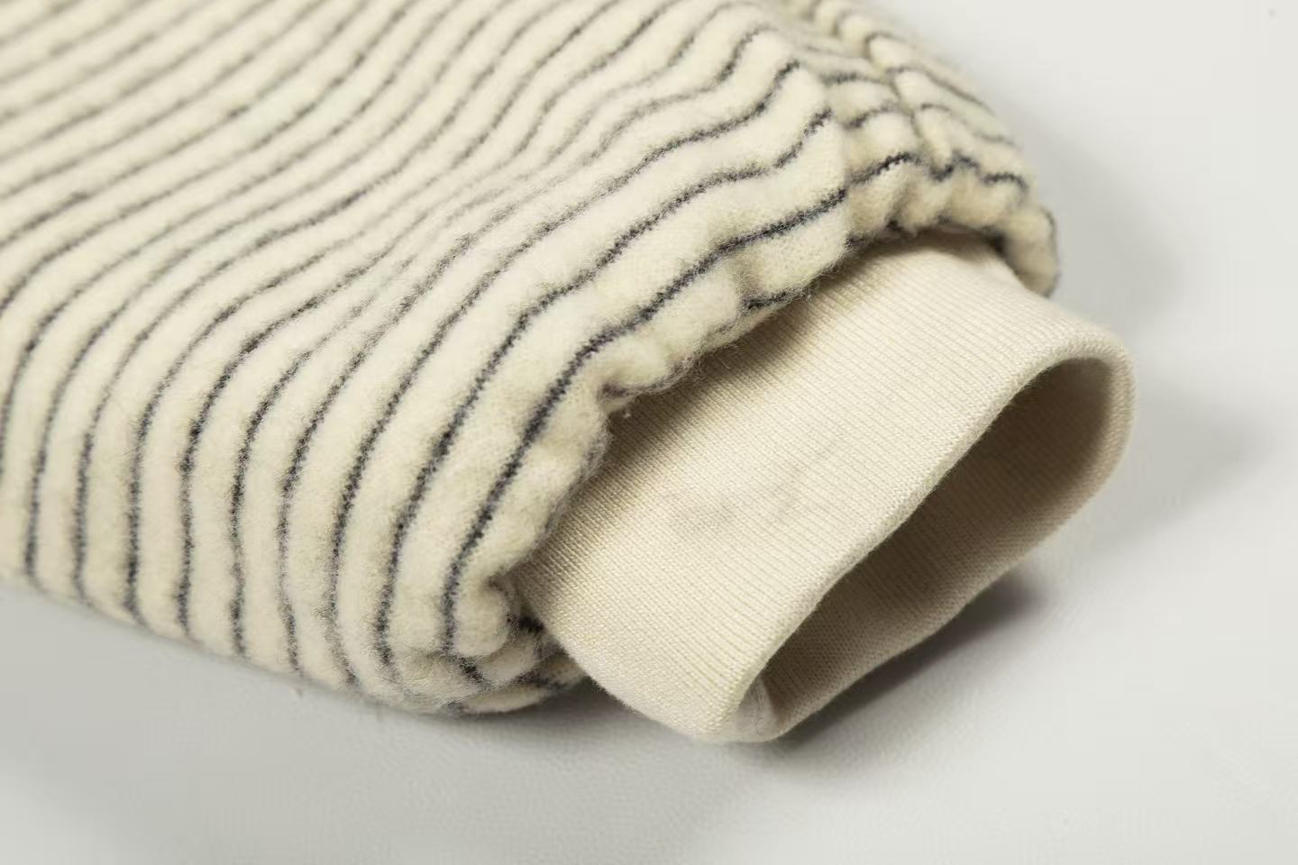 Striped Faux-Fur Collar Hooded Jacket