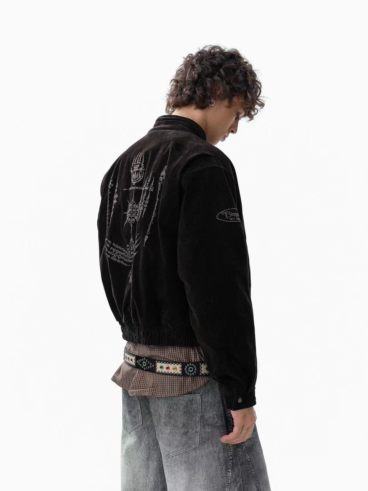 Vintage Stand-Collar Bomber Jacket