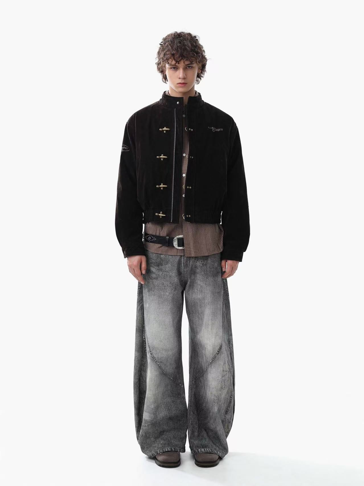 Vintage Stand-Collar Bomber Jacket