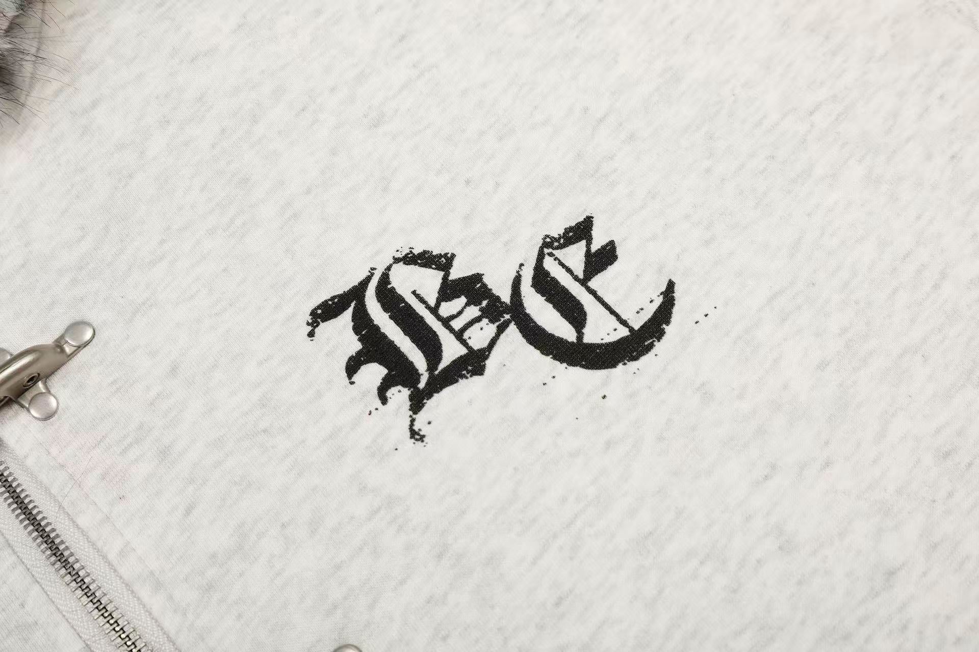 Letter-Print Plush Hooded Jacket